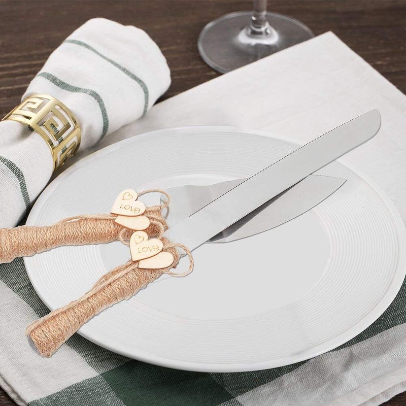 senover Rustic Wedding Cake Knife and Server Set,Wedding Cake Knife Serveing,Rustic Wedding Cake Knife Set for Parties Weddings Anniversaries Birthdays (love) - Image 4